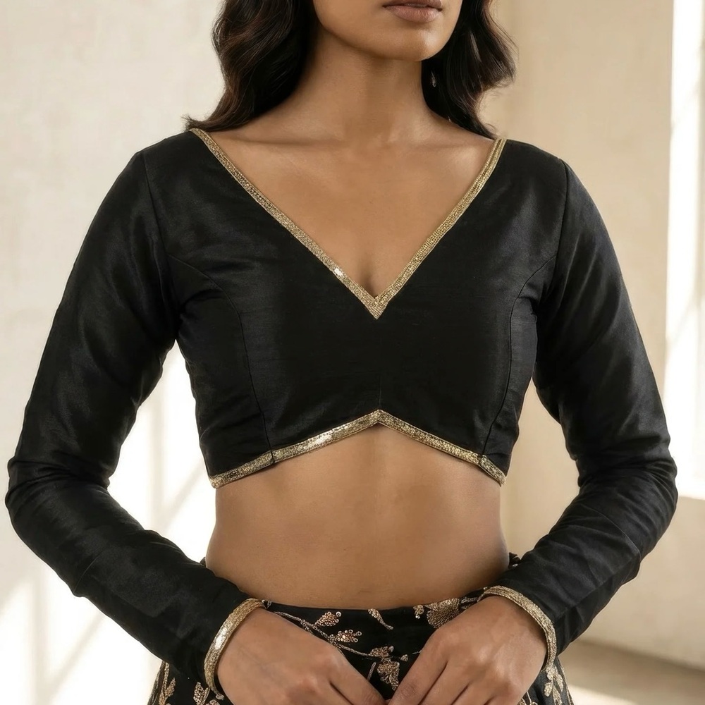 THE SAREE ROOM ONYX LIV BLOUSE IN ONYX